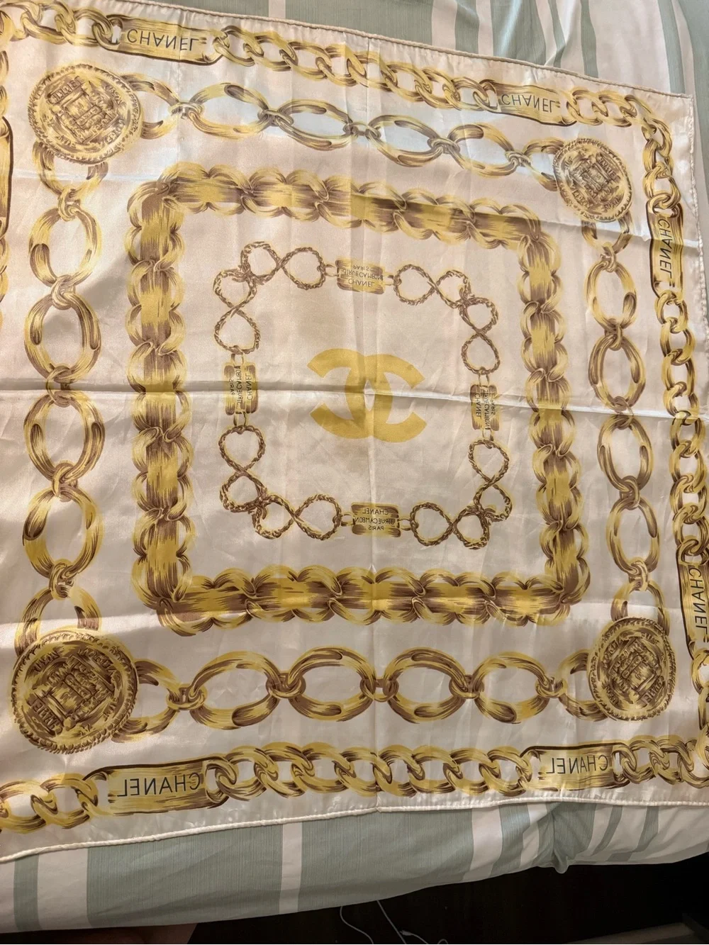 Authentic Vintage CHANEL Silk Scarf-COA